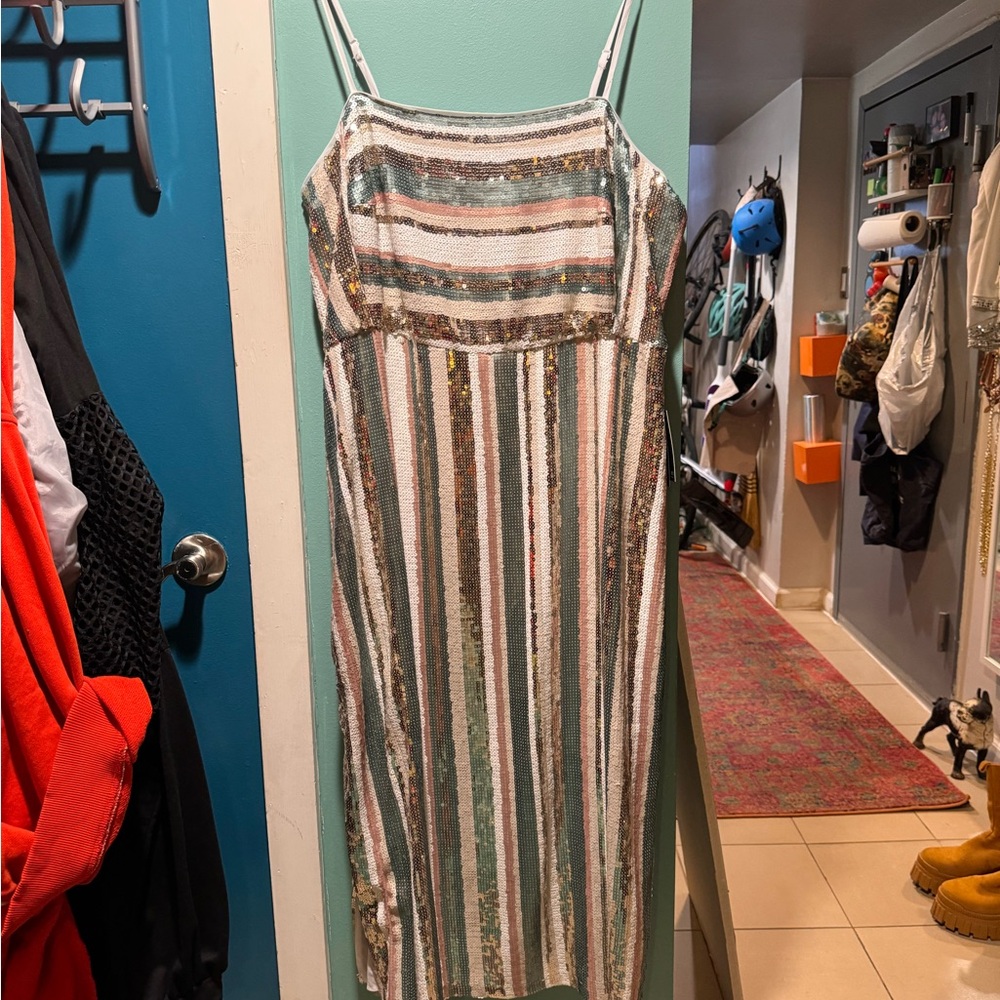 Sequin spaghetti strap dress
